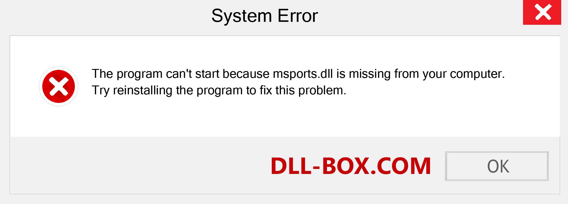  msports.dll file is missing?. Download for Windows 7, 8, 10 - Fix  msports dll Missing Error on Windows, photos, images